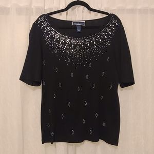 3 for $20 Sale!!!Karen Scott black w/silver embellished top 3/4 sleeve